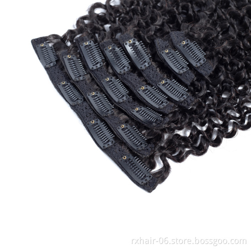 Wholesale Full Head Kinky Curly Clip In 100% Human Hair Extensions